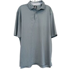 FootJoy Men's Patterned Golf Shirt - Blue and White Sz X-Large